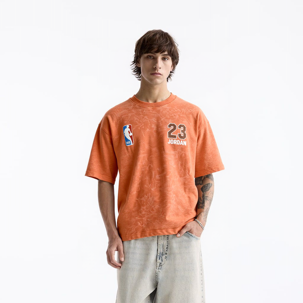 KLYXO NBA Jordan 23 Oversized T-Shirt – Acid Wash Orange