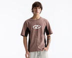 KLYXO Drift Brown Acid Wash Oversized T-Shirt