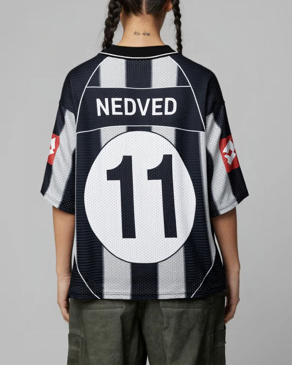 KLYXO Classic Black & White Football Jersey | Retro Mesh Sportswear