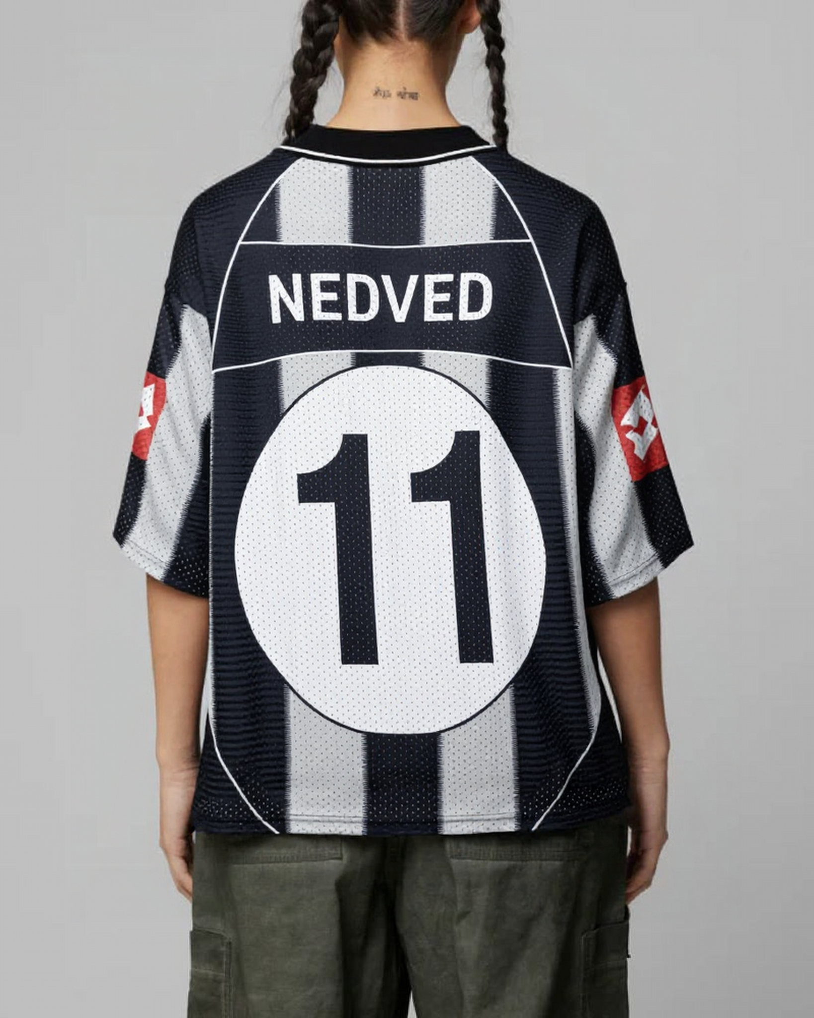 KLYXO Classic Black & White Football Jersey | Retro Mesh Sportswear