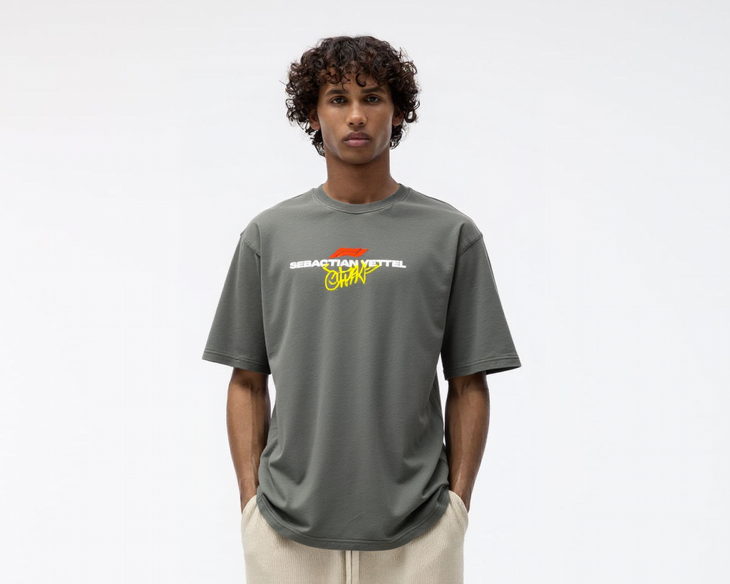 KLYXO Vettel Racing Tee – Acid Wash Gre