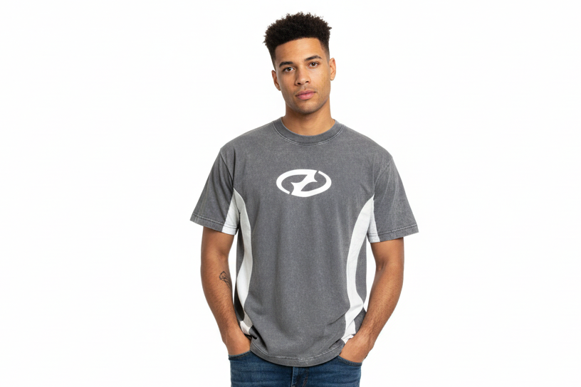 KLYXO Drift Grey Acid Wash Oversized T-Shirt