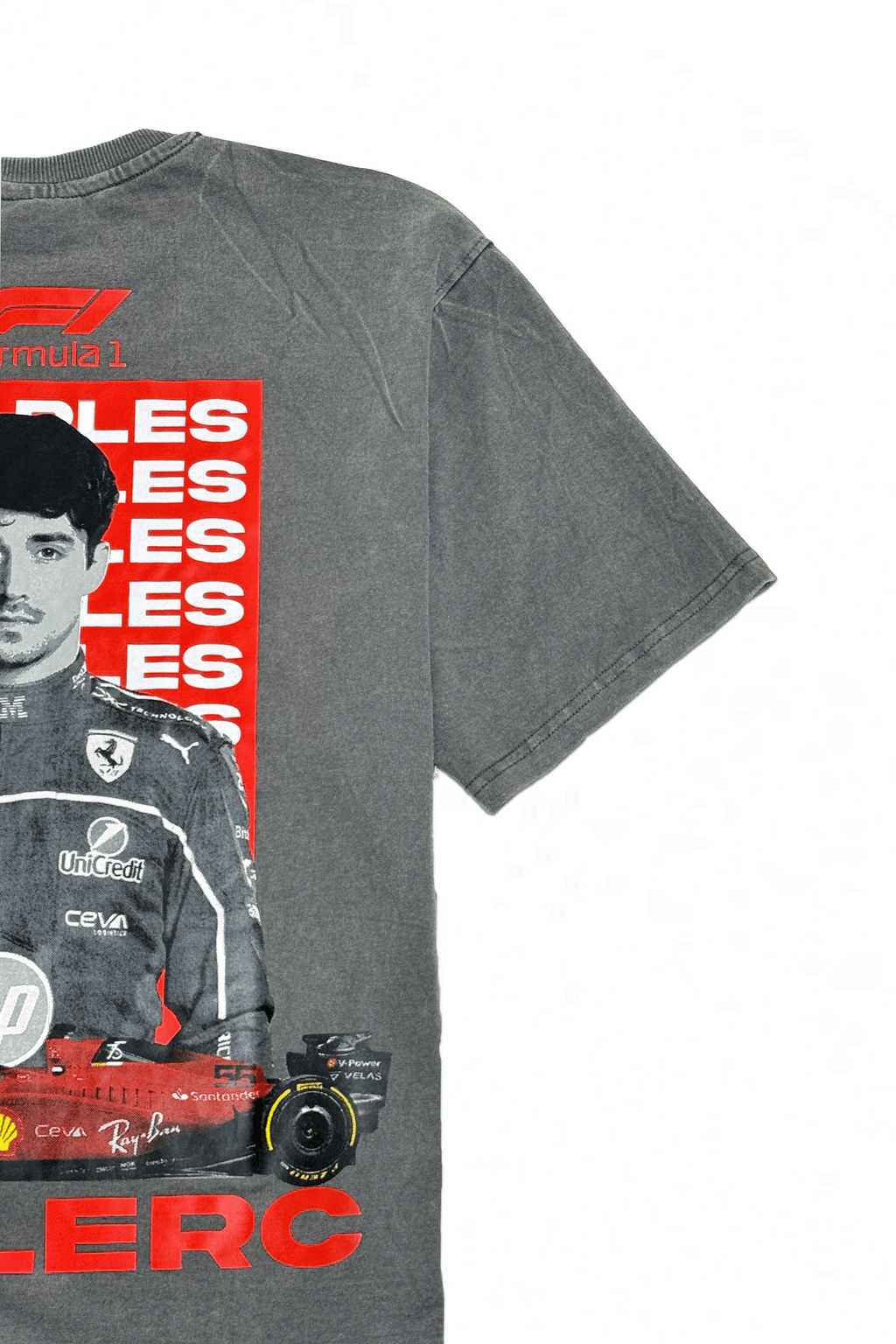 KLYXO Leclerc Racing Tee – Acid Wash Grey