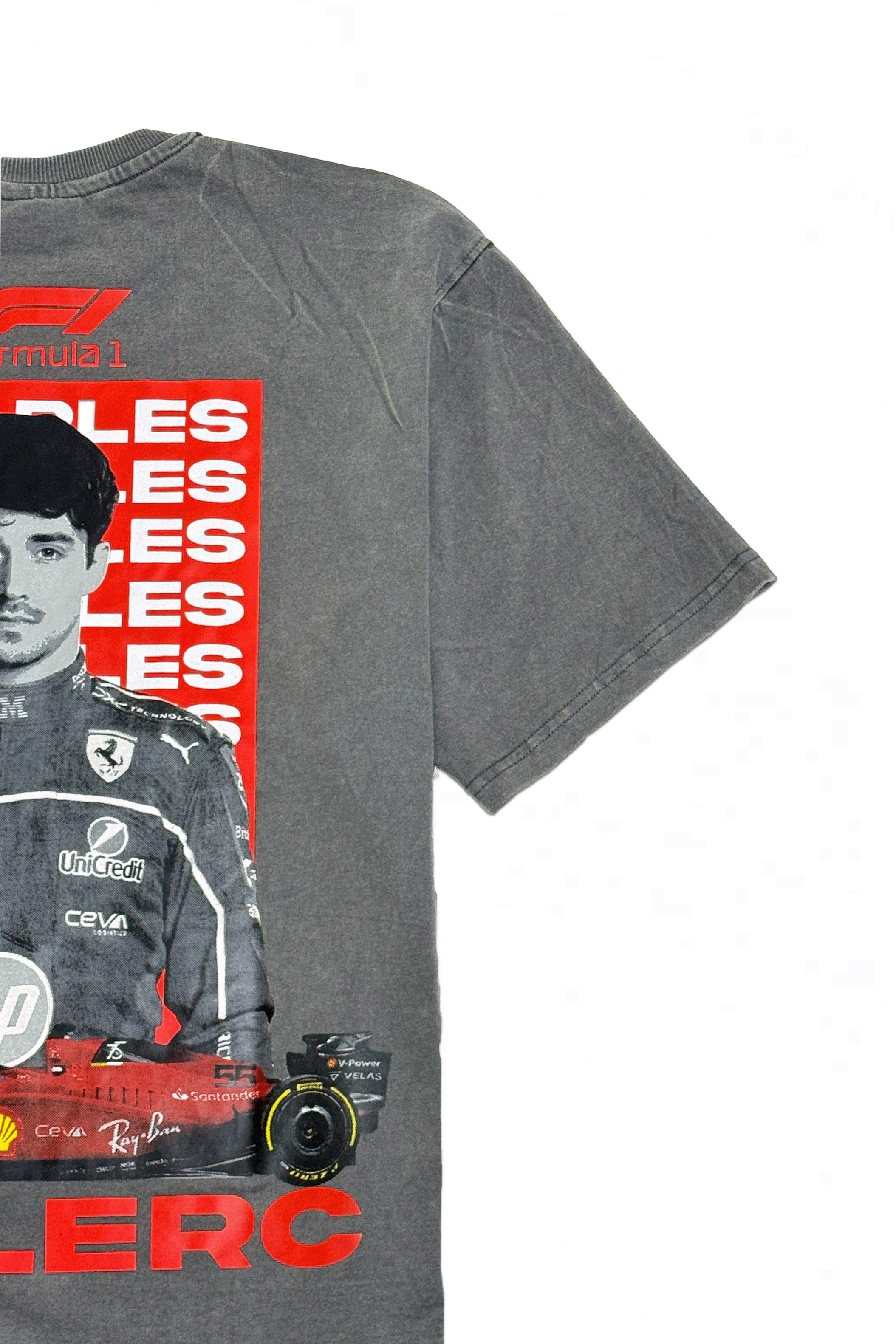 KLYXO Leclerc Racing Tee – Acid Wash Grey